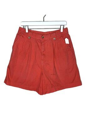 Vintage 90s White Stag Women's Coral Pink Pleated Bermuda Shorts, Size 13/14